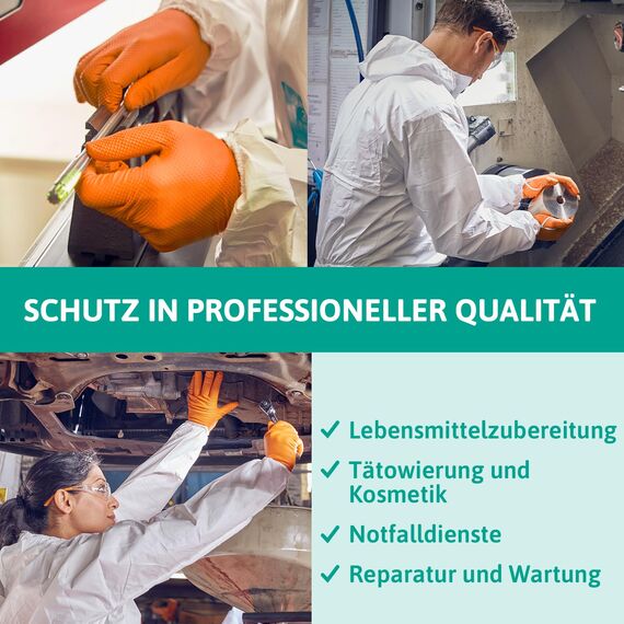 Ansell MicroFlex 93-256 Einmalhandschuhe Latexfreie, Orangenen Nitrilhandschuhe Puderfrei, Chemikalien-Schutzhandschuhe, Mechaniker Handschuhe, Orangefarbene Handschuhe XL (100 Stück)