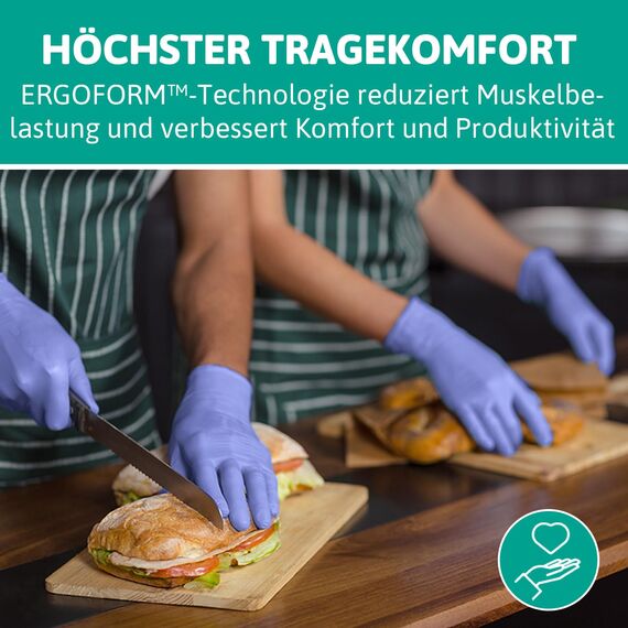 Ansell Microflex 93-843 Latexfreie Einweghandschuhe, Nitrilhandschuhe Puderfrei, Einmalhandschuhe Violett, Chemikalien-Schutzhandschuhe, Lebensmittel Handschuhe M (100 Stück)