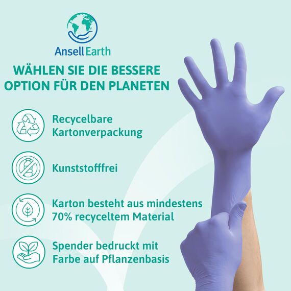 Ansell Microflex 93-843 Latexfreie Einweghandschuhe, Nitrilhandschuhe Puderfrei, Einmalhandschuhe Violett, Chemikalien-Schutzhandschuhe, Lebensmittel Handschuhe XL (100 Stück)