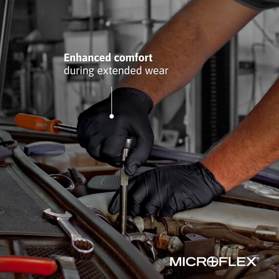 Ansell Microflex 93-732, Vielseitige Nitrilhandschuhe, Einweghandschuhe für präzise Handhabung, Arbeitshandschuhe für mechanische Aufgaben, Latexfrei, Puderfreie Einmalhandschuhe, 100 Stück, Gr. M