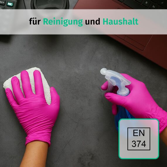 SF Nitrilhandschuhe S Magenta – 100 Stück Einweghandschuhe, Einmalhandschuhe, Medizinische handschuhe, Puderfrei, Latexfrei, für Kochen, Putzen, Medizin, Kosmetik, Haushalt