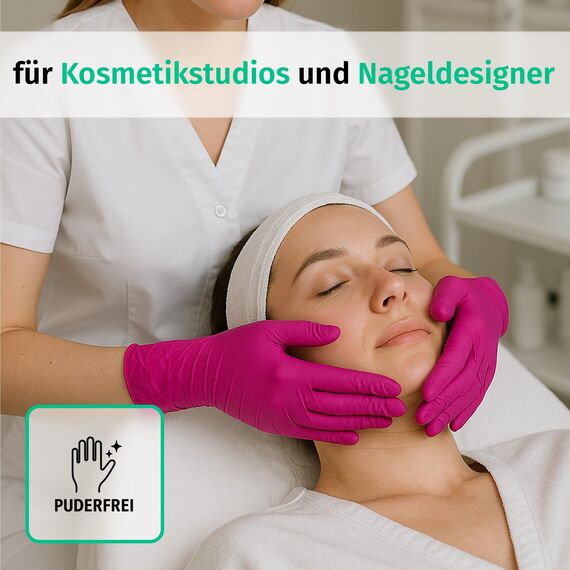 SF Nitrilhandschuhe S Magenta – 100 Stück Einweghandschuhe, Einmalhandschuhe, Medizinische handschuhe, Puderfrei, Latexfrei, für Kochen, Putzen, Medizin, Kosmetik, Haushalt