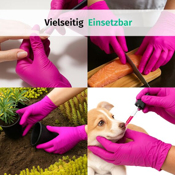 SF Nitrilhandschuhe S Magenta – 100 Stück Einweghandschuhe, Einmalhandschuhe, Medizinische handschuhe, Puderfrei, Latexfrei, für Kochen, Putzen, Medizin, Kosmetik, Haushalt