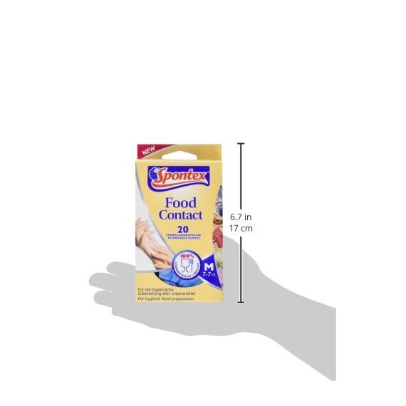 Spontex Food Contact, 20 Einmalhandschuhe aus Nitril, lebensmittelecht, latexfrei und ungepudert, Größe M (1 x 20 Stück) (Packung mit 3)