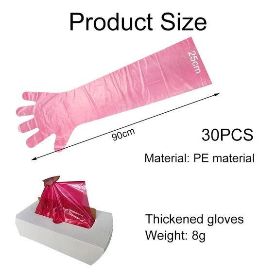 Bavooty Langarm Veterinär Handschuh,Veterinär-Handschuhe,Dehnbare Einweghandschuhe,Für Vieh,Einweg Weichplastikfolie Handschuhe,Extra Lange 90 cm,blau,30pcs (Rot, 30)