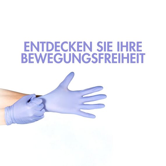 HANSKA 100 violette Nitril-Einweghandschuhe – puderfrei – Einweg – beidhändig – nicht steril – Gummibasis – geeignet für medizinische Bereiche, Handhabung von Lebensmitteln (100, XL)
