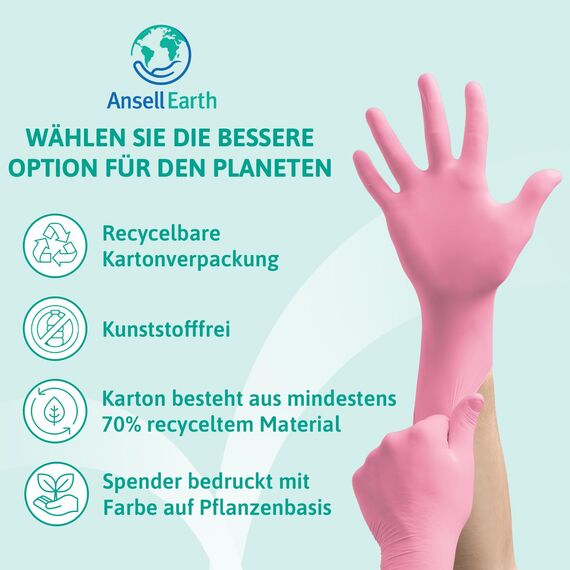 Ansell Micro-Touch Nitrafree Latexfreie Einweghandschuhe, Nitrilhandschuhe Puderfrei, Einmalhandschuhe Rosa, Untersuchungshandschuhe, Op Handschuhe XL (100 Stück)