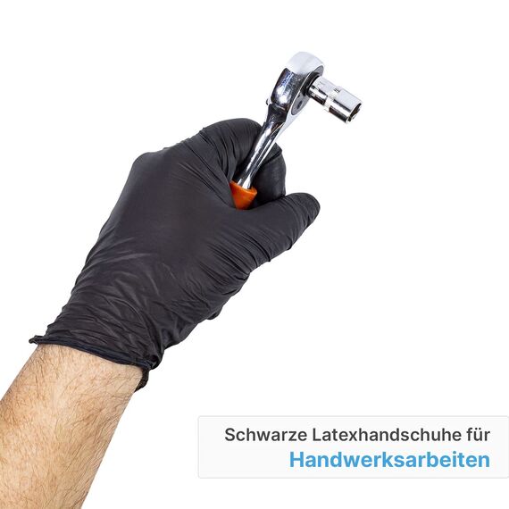 Einweghandschuhe Schwarz Latex, Einmalhandschuhe XL, 100 Stück, puderfrei, Handschuhe Einweg, Latexhandschuhe Schwarz, in Größe S, M, L & XL verfügbar
