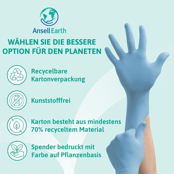 Ansell Microflex 92-134 Latexfreie Einweghandschuhe, Nitrilhandschuhe Puderfrei, Handschuhe Lebensmittelecht Blau, Untersuchungshandschuhe, Einmalhandschuhe XL (100 Stück)