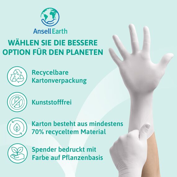 Ansell VersaTouch 92-205 Latexfreie Einweghandschuhe, Lebensmittel Handschuhe Puderfrei, Einmalhandschuhe Weiß, Chemikalien-Schutzhandschuhe, Nitrilhandschuhe M (100 Stück)
