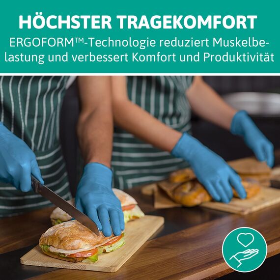 Ansell VersaTouch 92-465 Latexfreie Einmalhandschuhe, Nitrilhandschuhe Puderfrei, Einweghandschuhe Blau, Chemikalien-Schutzhandschuhe, Einweghandschuhe L (100 Stück)