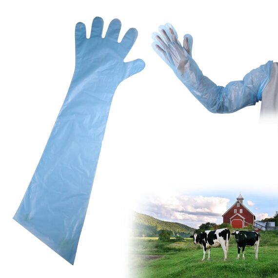 Bavooty Langarm Veterinär Handschuh,Veterinär-Handschuhe,Dehnbare Einweghandschuhe, zur Viehbesamung,Einweg WeichplastikfolieExtra Lange Stulpe,90 cm,30pcs