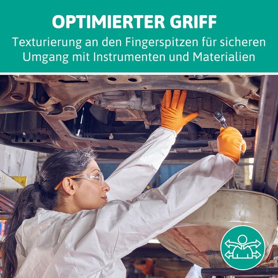 Ansell MicroFlex 93-256 Einmalhandschuhe Latexfreie, Orangenen Nitrilhandschuhe Puderfrei, Chemikalien-Schutzhandschuhe, Mechaniker Handschuhe, Orangefarbene Handschuhe M (100 Stück)