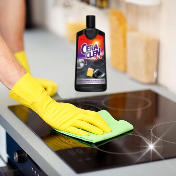 Ceraclen Reiniger & Pfleger für Glaskeramik- und Induktionskochfeld sowie Edelstahl – Reinigung, Glanz & Pflege – 1 x 200 ml