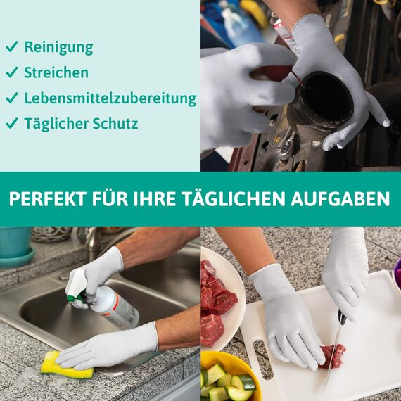 Ansell VersaTouch 92-205 Latexfreie Einweghandschuhe, Lebensmittel Handschuhe Puderfrei, Einmalhandschuhe Weiß, Chemikalien-Schutzhandschuhe, Nitrilhandschuhe M (100 Stück)