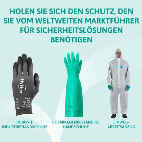 Ansell Microflex 63-864, Einmalhandschuhe mit Texturierten Fingerspitzen, Latexhandschuhe industriegeeignet, Lebensmittelhandschuhe zertifiziert, Arbeitshandschuhe, Einweghandschuhe, 100 Stück, Gr. L