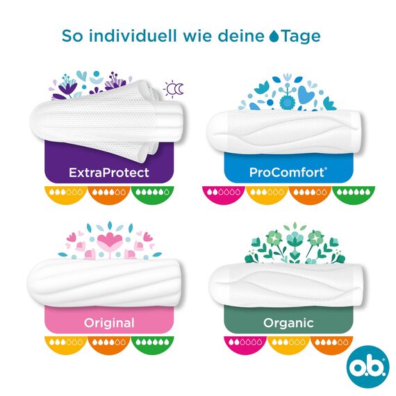 o.b. ProComfort Normal, Tampons für mittlere/stärkere Tage, mit SilkTouch Oberfläche für ultimativen Komfort & zuverlässigen Schutz (64 ST) (Packung mit 2)