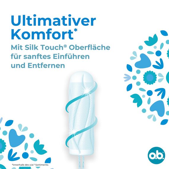 o.b. Tampon, ProComfort Normal, für mittlere bis stärkere Tage, von Öko-Test "sehr gut" bewertet**, ultimativer Komfort* und zuverlässiger Schutz, 64 Stück, "Verpackung kann abweichen"