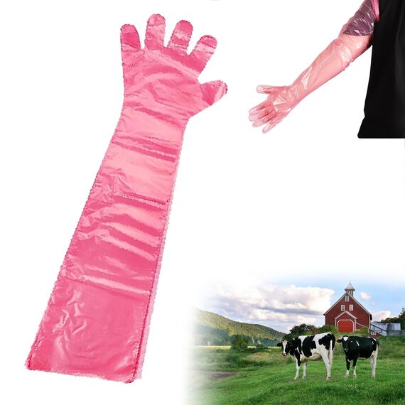 Bavooty Langarm Veterinär Handschuh,Veterinär-Handschuhe,Dehnbare Einweghandschuhe,Für Vieh,Einweg Weichplastikfolie Handschuhe,Extra Lange 90 cm,blau,30pcs (Rot, 30)