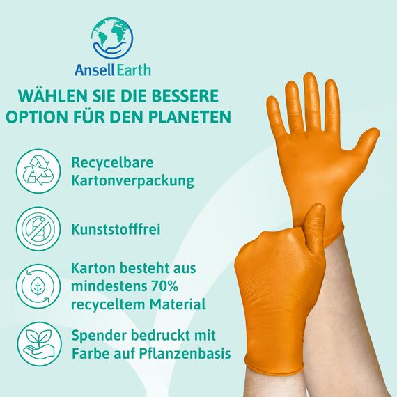 Ansell MicroFlex 93-256 Einmalhandschuhe Latexfreie, Orangenen Nitrilhandschuhe Puderfrei, Chemikalien-Schutzhandschuhe, Mechaniker Handschuhe, Orangefarbene Handschuhe S (100 Stück)