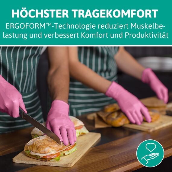 Ansell Micro-Touch Nitrafree Latexfreie Einweghandschuhe, Nitrilhandschuhe Puderfrei, Einmalhandschuhe Rosa, Untersuchungshandschuhe, Op Handschuhe M (100 Stück)