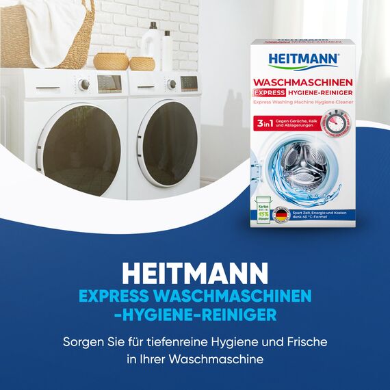 HEITMANN Express Waschmaschinen Reiniger: entfernt Kalk, Ablagerungen und Gerüche, Maschinenreiniger, 250 g