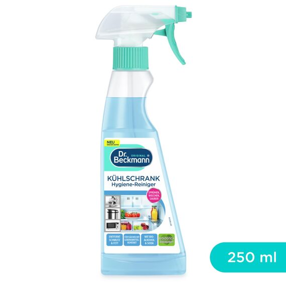 Dr. Beckmann Kühlschrank Hygiene-Reiniger | Reinigt hygienisch und neutralisiert Gerüche | Mit Bio-Alkohol | 250 ml