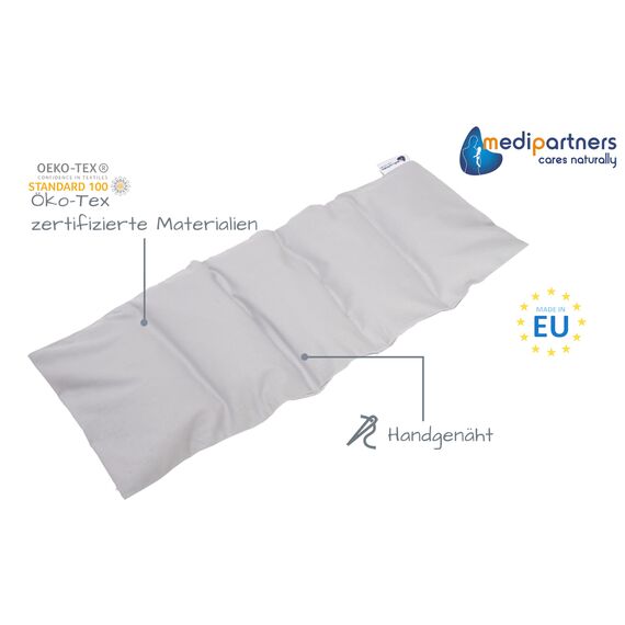 Medi Partners Kirschkernkissen Mikrowelle 60x20cm Körnerkissen groß Wärmekissen 800g 100% Baumwolle 5 kammern abnehmbarer Bezug - Kirschkernkissen nacken schulter Kältetherapie (Grau)
