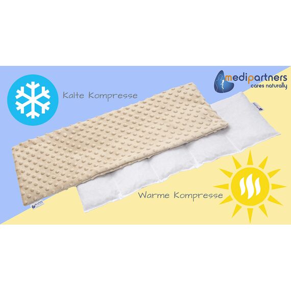 Medi Partners Kirschkernkissen Mikrowelle 60x20cm Körnerkissen groß Wärmekissen 800g 5 kammern abnehmbarer Bezug - Kirschkernkissen nacken schulter Kältetherapie (Beige Minky)