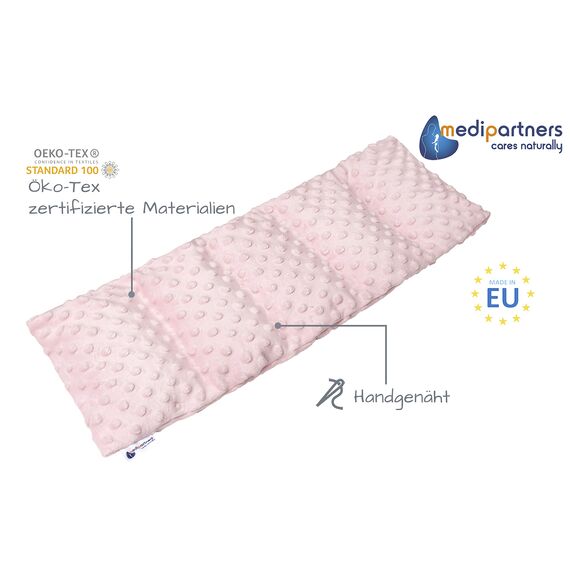 Medi Partners Kirschkernkissen Mikrowelle 60x20cm Körnerkissen groß Wärmekissen 800g 5 kammern abnehmbarer Bezug - Kirschkernkissen nacken schulter Kältetherapie (Hell-pink Minky)