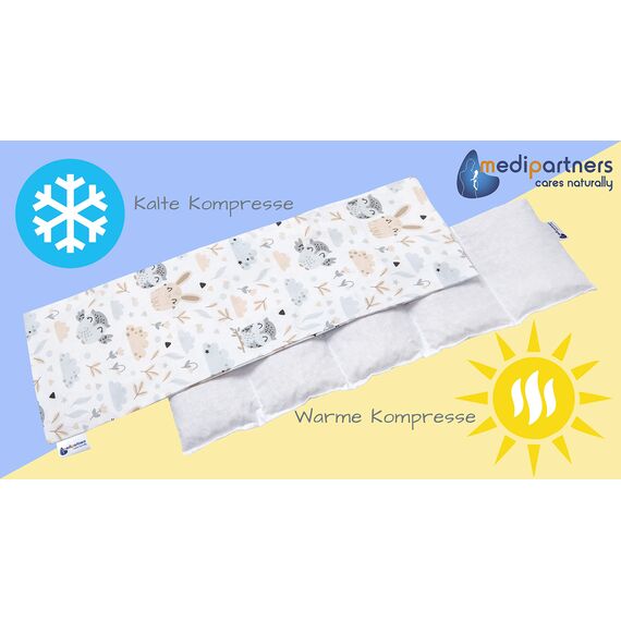 Medi Partners Kirschkernkissen Mikrowelle 60x20cm Körnerkissen groß Wärmekissen 800g 100% Baumwolle 5 kammern abnehmbarer Bezug - Kirschkernkissen nacken schulter Kältetherapie (Lichtung)