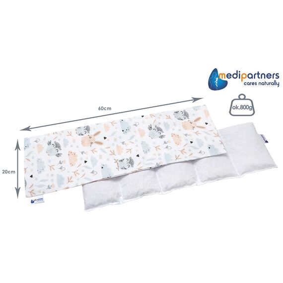 Medi Partners Kirschkernkissen Mikrowelle 60x20cm Körnerkissen groß Wärmekissen 800g 100% Baumwolle 5 kammern abnehmbarer Bezug - Kirschkernkissen nacken schulter Kältetherapie (Lichtung)