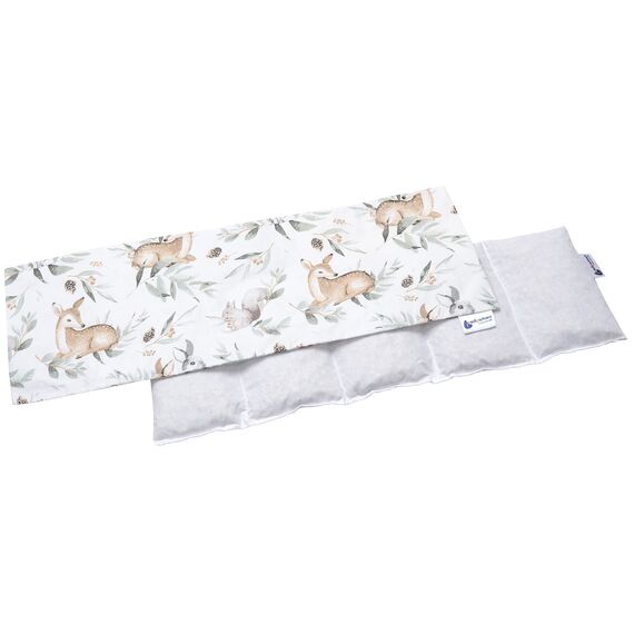 Medi Partners Kirschkernkissen Mikrowelle 60x20cm Körnerkissen groß Wärmekissen 800g 100% Baumwolle 5 kammern abnehmbarer Bezug - Kirschkernkissen nacken schulter Kältetherapie (Hirsch in Blättern)