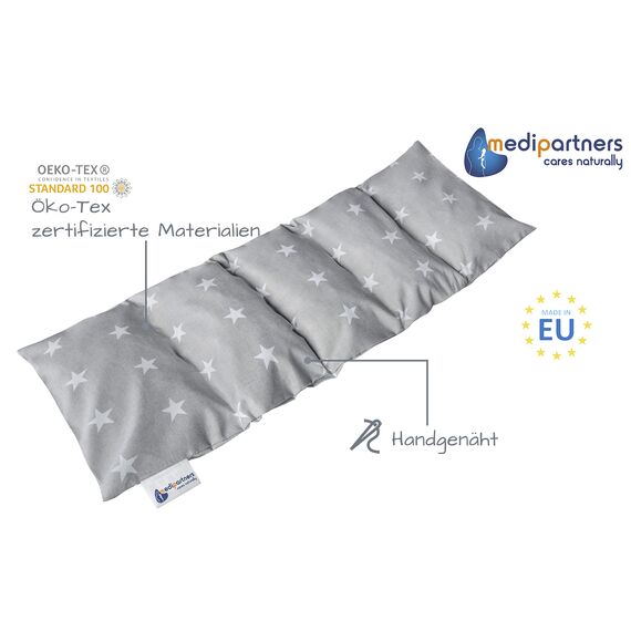 Medi Partners Kirschkernkissen Mikrowelle 60x20cm Körnerkissen groß Wärmekissen 800g 100% Baumwolle 5 kammern abnehmbarer Bezug - Kirschkernkissen nacken schulter Kältetherapie (Stars)