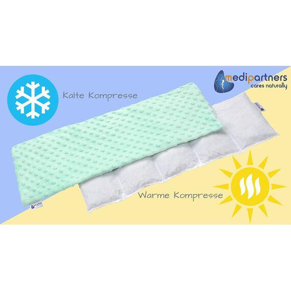 Medi Partners Kirschkernkissen Mikrowelle 60x20cm Körnerkissen groß Wärmekissen 800g 5 kammern abnehmbarer Bezug - Kirschkernkissen nacken schulter Kältetherapie (Minze Minky)