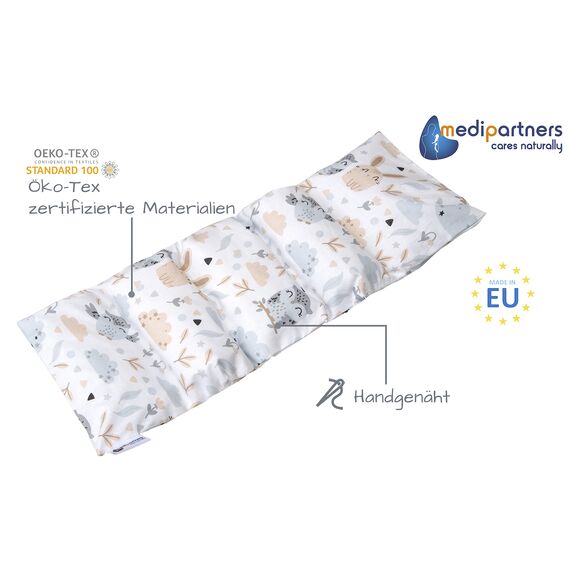 Medi Partners Kirschkernkissen Mikrowelle 60x20cm Körnerkissen groß Wärmekissen 800g 100% Baumwolle 5 kammern abnehmbarer Bezug - Kirschkernkissen nacken schulter Kältetherapie (Lichtung)