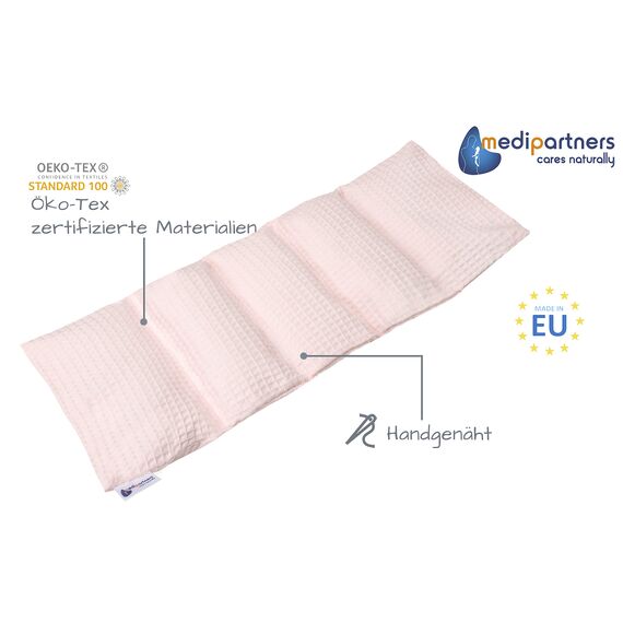 Medi Partners Kirschkernkissen Mikrowelle 60x20cm Körnerkissen groß Wärmekissen 800g 100% Baumwolle 5 kammern abnehmbarer Bezug - Kirschkernkissen nacken schulter Kältetherapie (Hell-Pink)