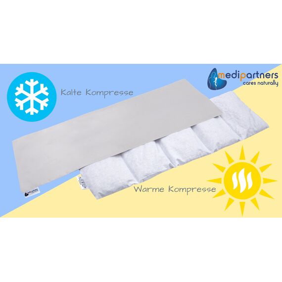 Medi Partners Kirschkernkissen Mikrowelle 60x20cm Körnerkissen groß Wärmekissen 800g 100% Baumwolle 5 kammern abnehmbarer Bezug - Kirschkernkissen nacken schulter Kältetherapie (Grau)