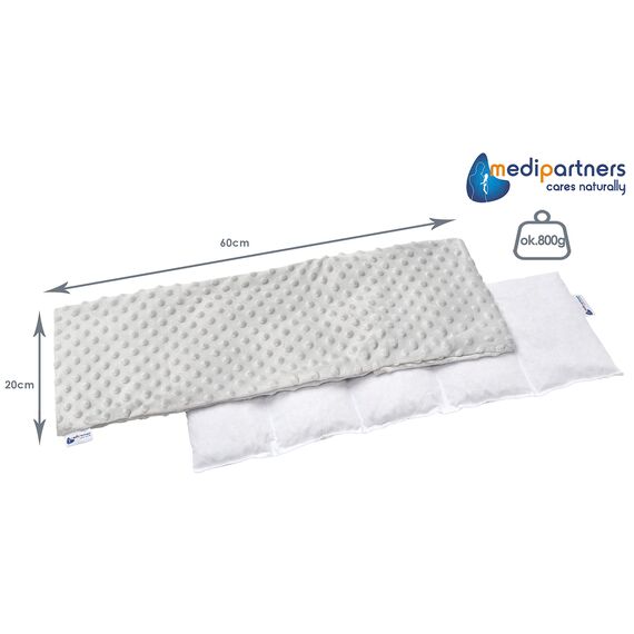 Medi Partners Kirschkernkissen Mikrowelle 60x20cm Körnerkissen groß Wärmekissen 800g 5 kammern abnehmbarer Bezug - Kirschkernkissen nacken schulter Kältetherapie (Grau Minky)