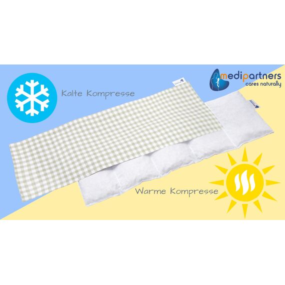 Medi Partners Kirschkernkissen Mikrowelle 60x20cm Körnerkissen groß Wärmekissen 800g 100% Baumwolle 5 kammern abnehmbarer Bezug - Kirschkernkissen nacken schulter Kältetherapie (Kariert)