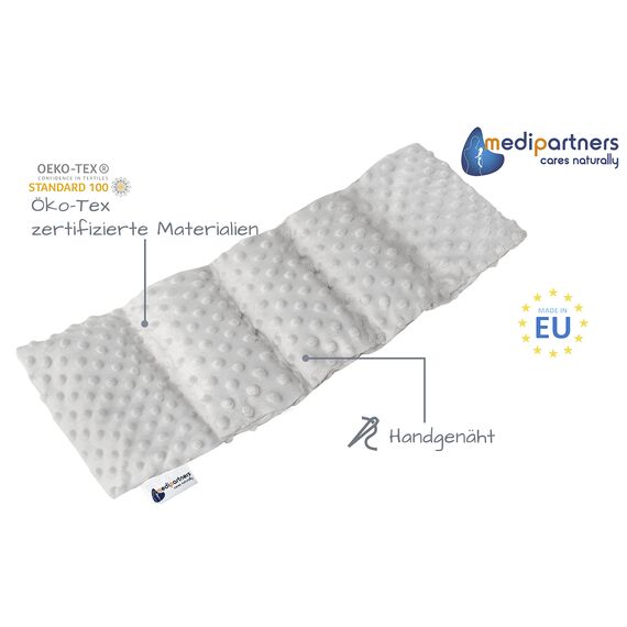 Medi Partners Kirschkernkissen Mikrowelle 60x20cm Körnerkissen groß Wärmekissen 800g 5 kammern abnehmbarer Bezug - Kirschkernkissen nacken schulter Kältetherapie (Grau Minky)