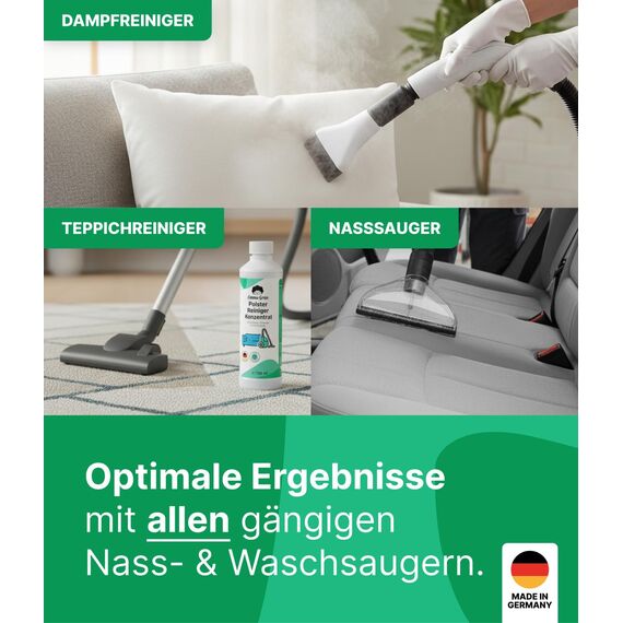 Emma Grün® Teppichreiniger & Polsterreiniger Konzentrat 750ml - Waschsauger Reinigungsmittel für Teppiche, Sofas & Textilien - Reinigungsmittel Nasssauger - Wirksame Polster Reinigung Made in Germany