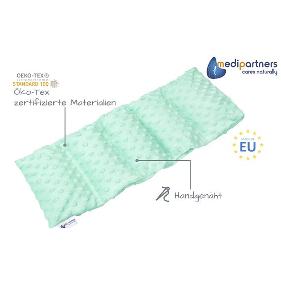 Medi Partners Kirschkernkissen Mikrowelle 60x20cm Körnerkissen groß Wärmekissen 800g 5 kammern abnehmbarer Bezug - Kirschkernkissen nacken schulter Kältetherapie (Minze Minky)