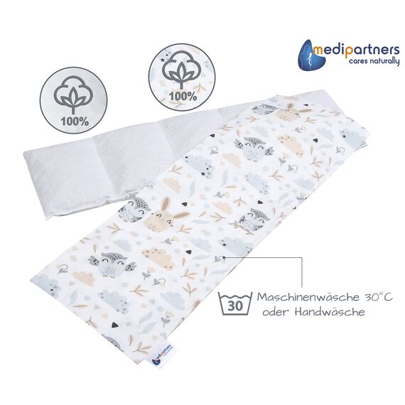 Medi Partners Kirschkernkissen Mikrowelle 60x20cm Körnerkissen groß Wärmekissen 800g 100% Baumwolle 5 kammern abnehmbarer Bezug - Kirschkernkissen nacken schulter Kältetherapie (Lichtung)