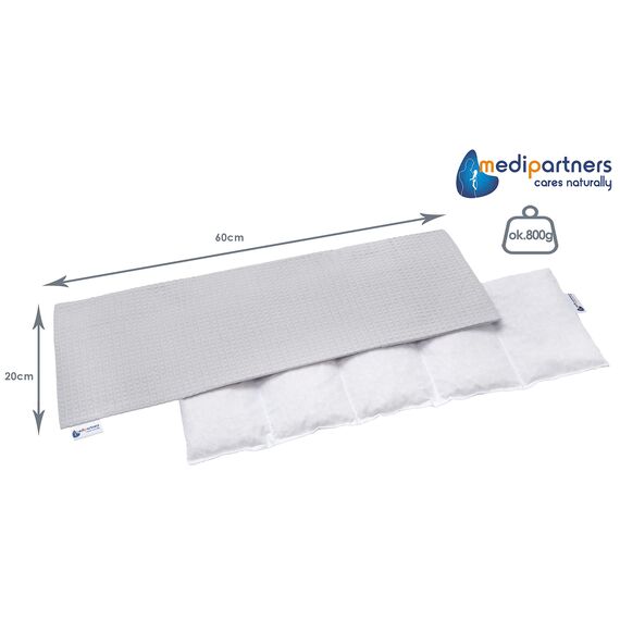 Medi Partners Kirschkernkissen Mikrowelle 60x20cm Körnerkissen groß Wärmekissen 800g 100% Baumwolle 5 kammern abnehmbarer Bezug - Kirschkernkissen nacken schulter Kältetherapie (Grau)