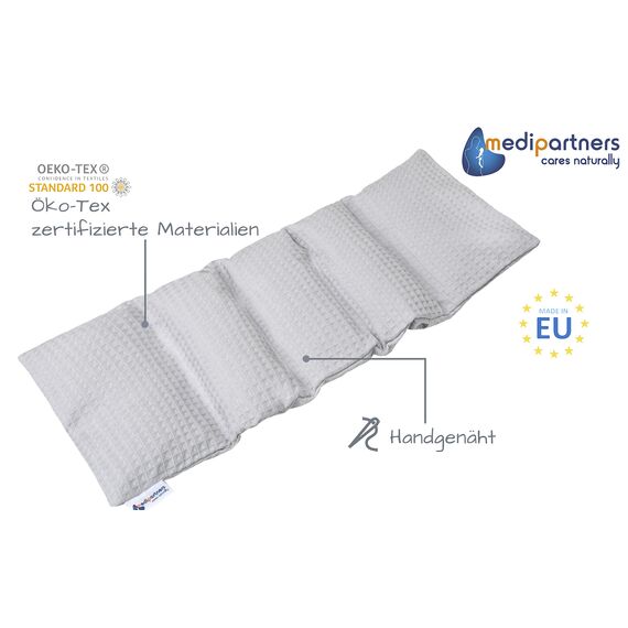 Medi Partners Kirschkernkissen Mikrowelle 60x20cm Körnerkissen groß Wärmekissen 800g 100% Baumwolle 5 kammern abnehmbarer Bezug - Kirschkernkissen nacken schulter Kältetherapie (Grau)