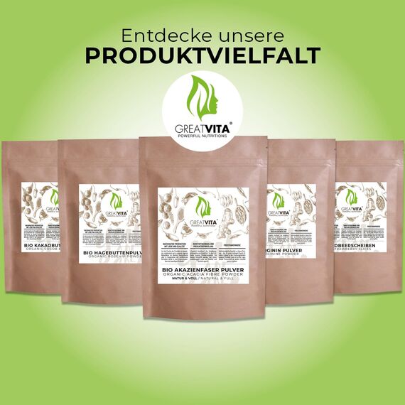 GreatVita Bio Akazienfaser Pulver 400 g – E414 Gummi Arabicum Typ 4918 | 90% Ballaststoffe, löslich & Geschmacksneutral | vegan, glutenfrei, ohne Gentechnik | Made in Germany - DE-ÖKO-037