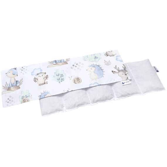 Medi Partners Kirschkernkissen Mikrowelle 60x20cm Körnerkissen groß Wärmekissen 800g 100% Baumwolle 5 kammern abnehmbarer Bezug - Kirschkernkissen nacken schulter Kältetherapie (Hirsch und Igel)