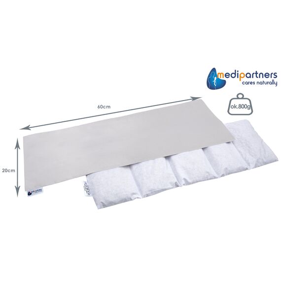 Medi Partners Kirschkernkissen Mikrowelle 60x20cm Körnerkissen groß Wärmekissen 800g 100% Baumwolle 5 kammern abnehmbarer Bezug - Kirschkernkissen nacken schulter Kältetherapie (Grau)