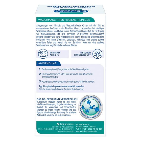 Dr. Beckmann Waschmaschinen Hygiene-Reiniger mit Aktivkohle (6x 250 g)